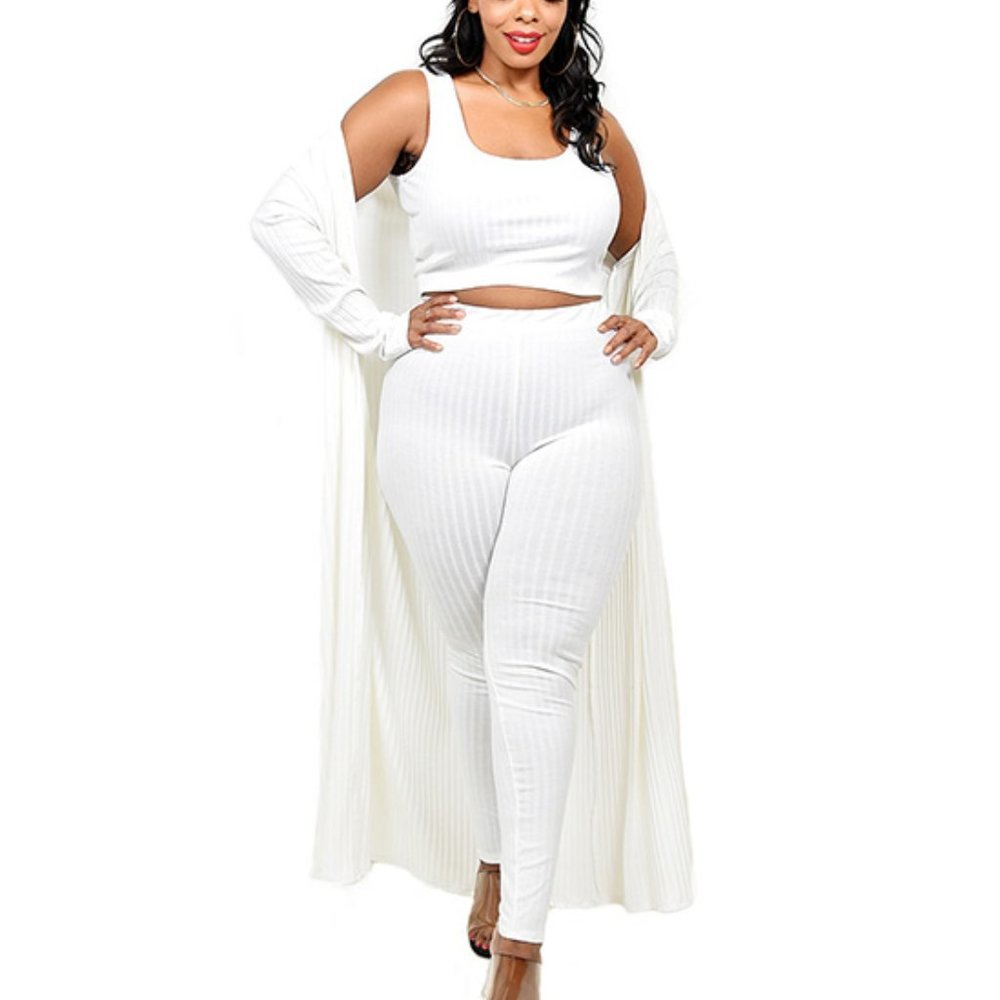 Soleil & Skye WHITE 3 Piece Leggings Set 1X-3X NEW WITH TAGS